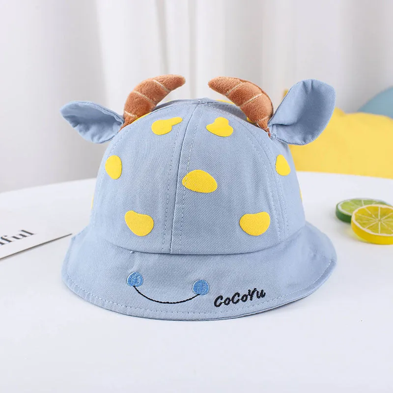 1-3 Years Old Children Love Horn Bucket Hat Boys and Girls Sun Hat