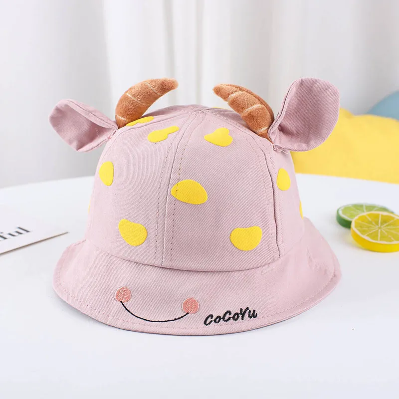 1-3 Years Old Children Love Horn Bucket Hat Boys and Girls Sun Hat