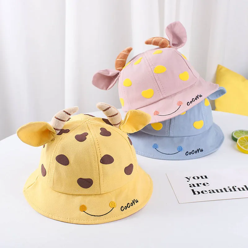 1-3 Years Old Children Love Horn Bucket Hat Boys and Girls Sun Hat