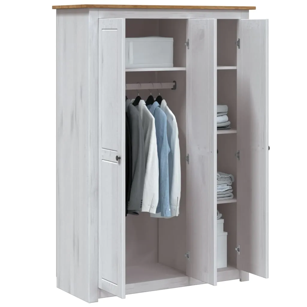 3-Door Wardrobe White 118x50x171.5 cm Pine Panama Range