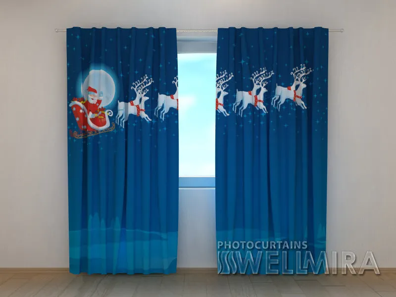 3D Curtain Merry Santa