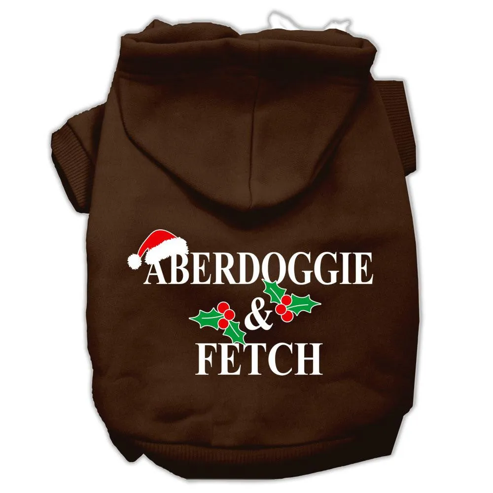 Aberdoggie Christmas Screen Print Pet Hoodies Brown Size M (12)