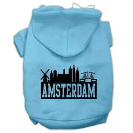 Amsterdam Skyline Screen Print Pet Hoodies Baby Blue Size Lg (14)