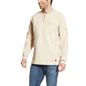 Ariat Flame Resistant Henley Top Sand Long Sleeve Work Shirt