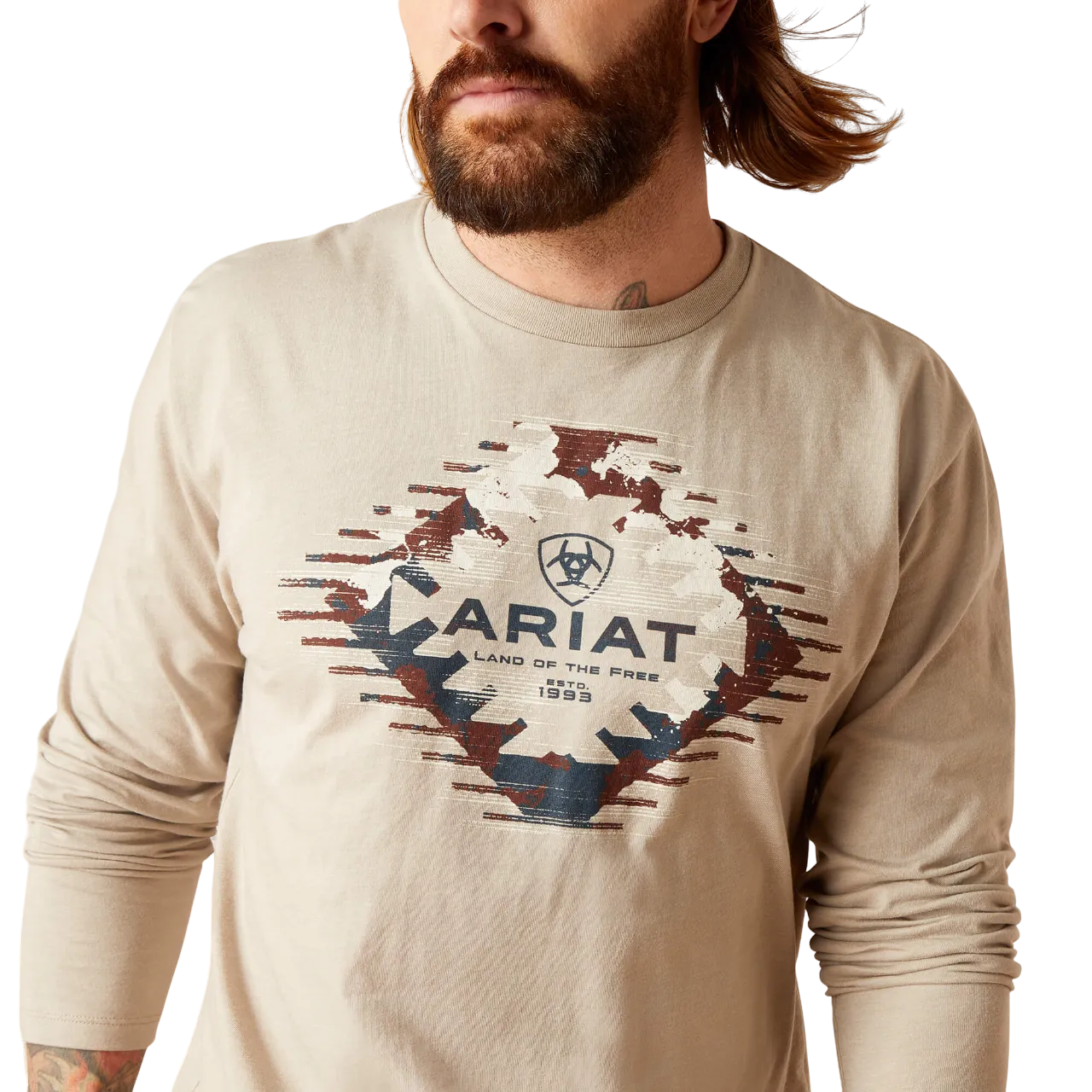 Ariat Men's Aztec Logo Khaki Heather T-Shirt