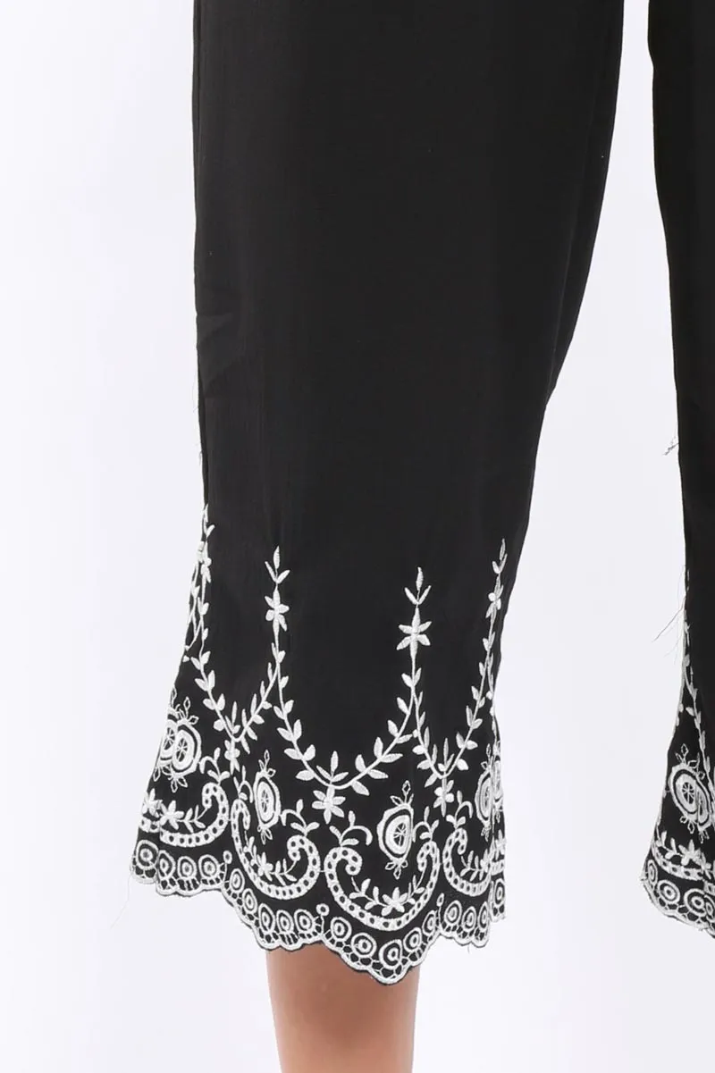 Black Cropped Wide Leg Trousers - Eliana