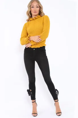 Black Side Bow Skinny Jeans - Emilia