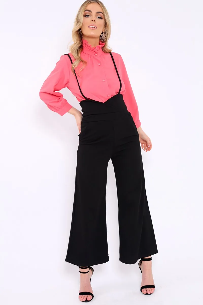 Black Spaghetti Strap Culotte Trousers - Adassa