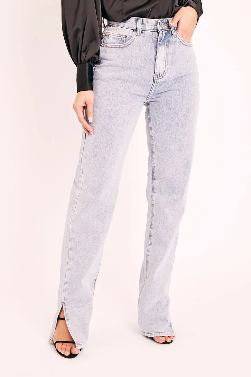 Blue Bleached Distressed Back Denim Jeans - Imogen