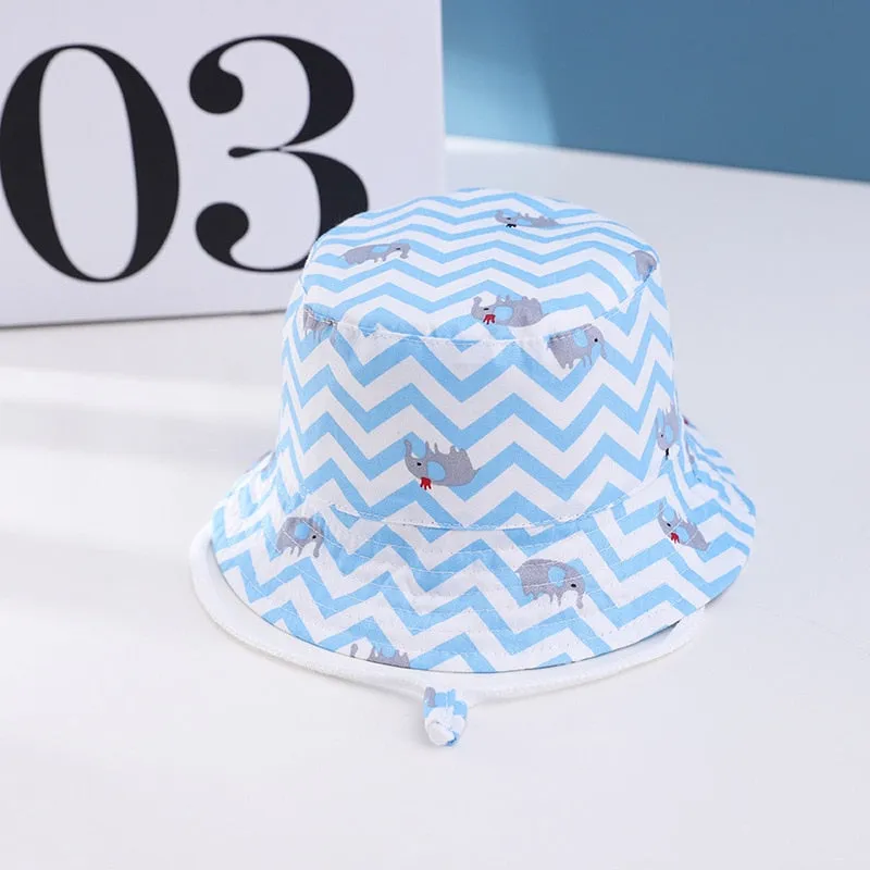 Cartoon Printing Cotton Baby Panama Cap Children Fisherman Hat Boys Girls Summer Outdoor Beach Sun Bucket Caps