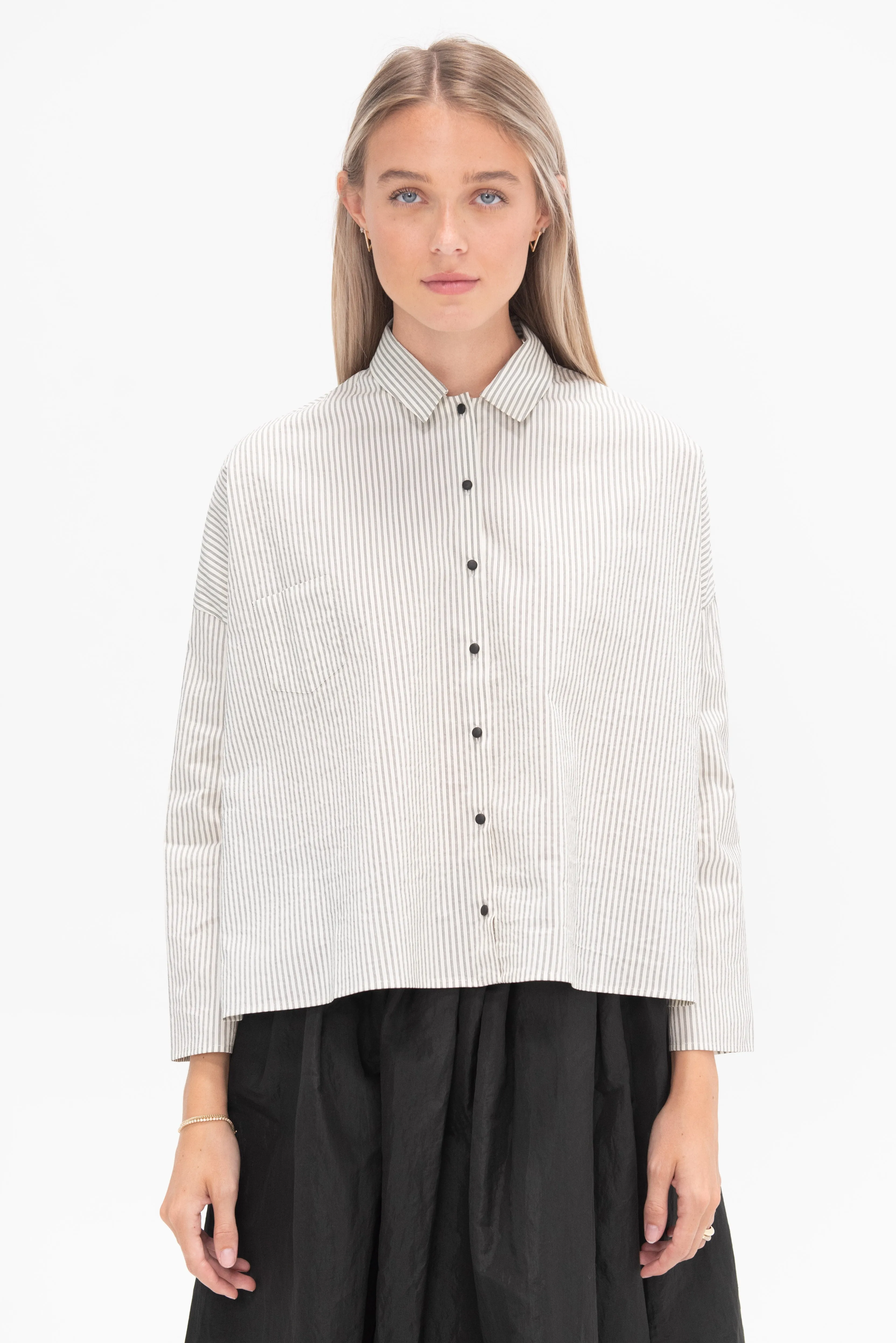 Cotton Stripe Shirt, Milk