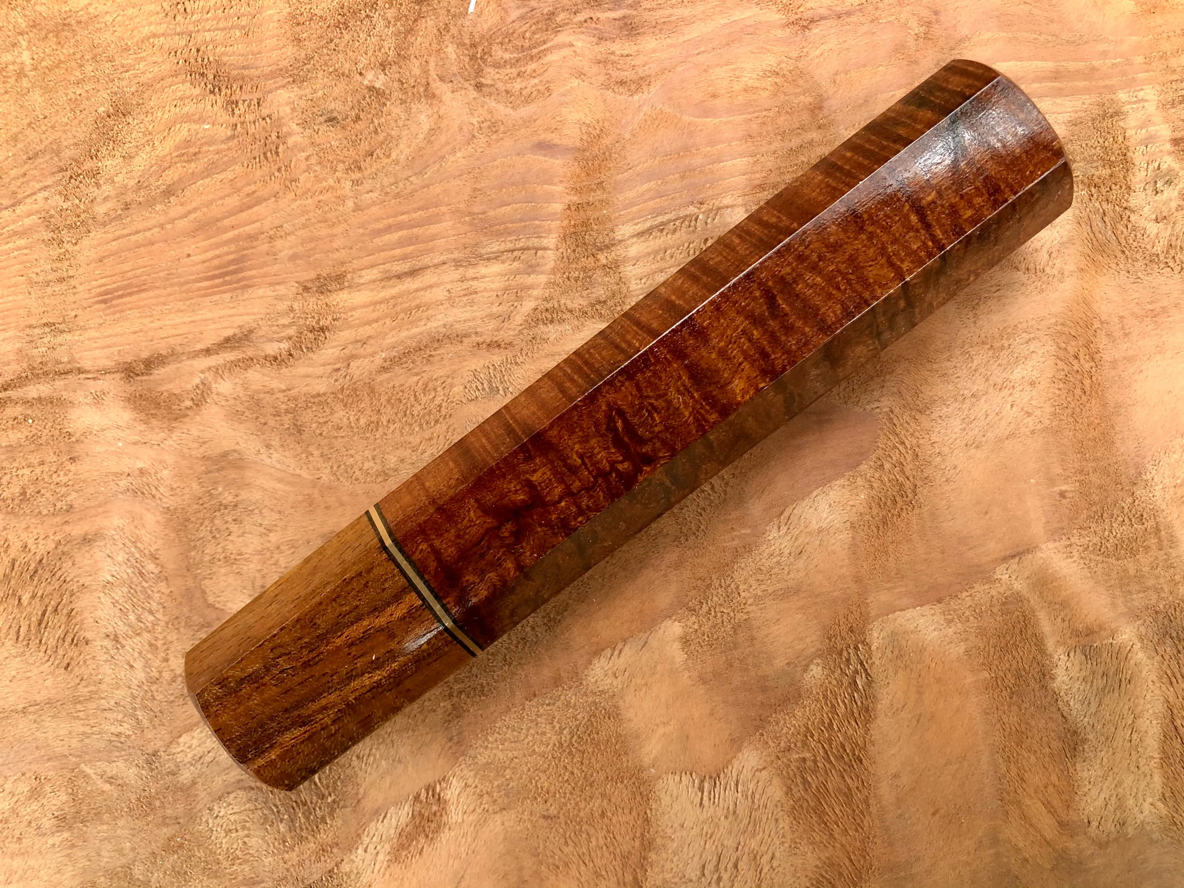 Custom Japanese Knife Handle - Ringed Gidgee and Tasmanian Blackwood