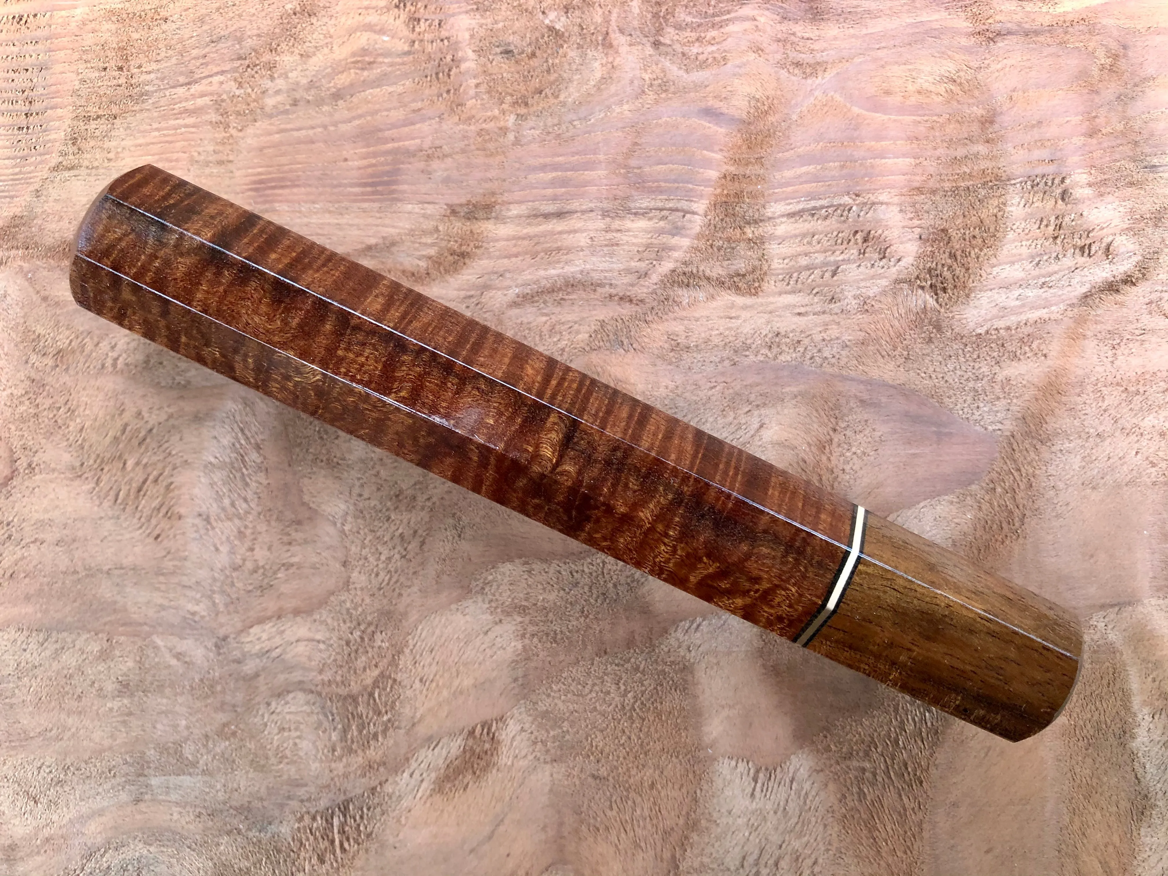 Custom Japanese Knife Handle - Ringed Gidgee and Tasmanian Blackwood