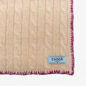 EMMA FIRENZE HEART DOG BLANKET IN IVORY COLOURED PURE WOOL