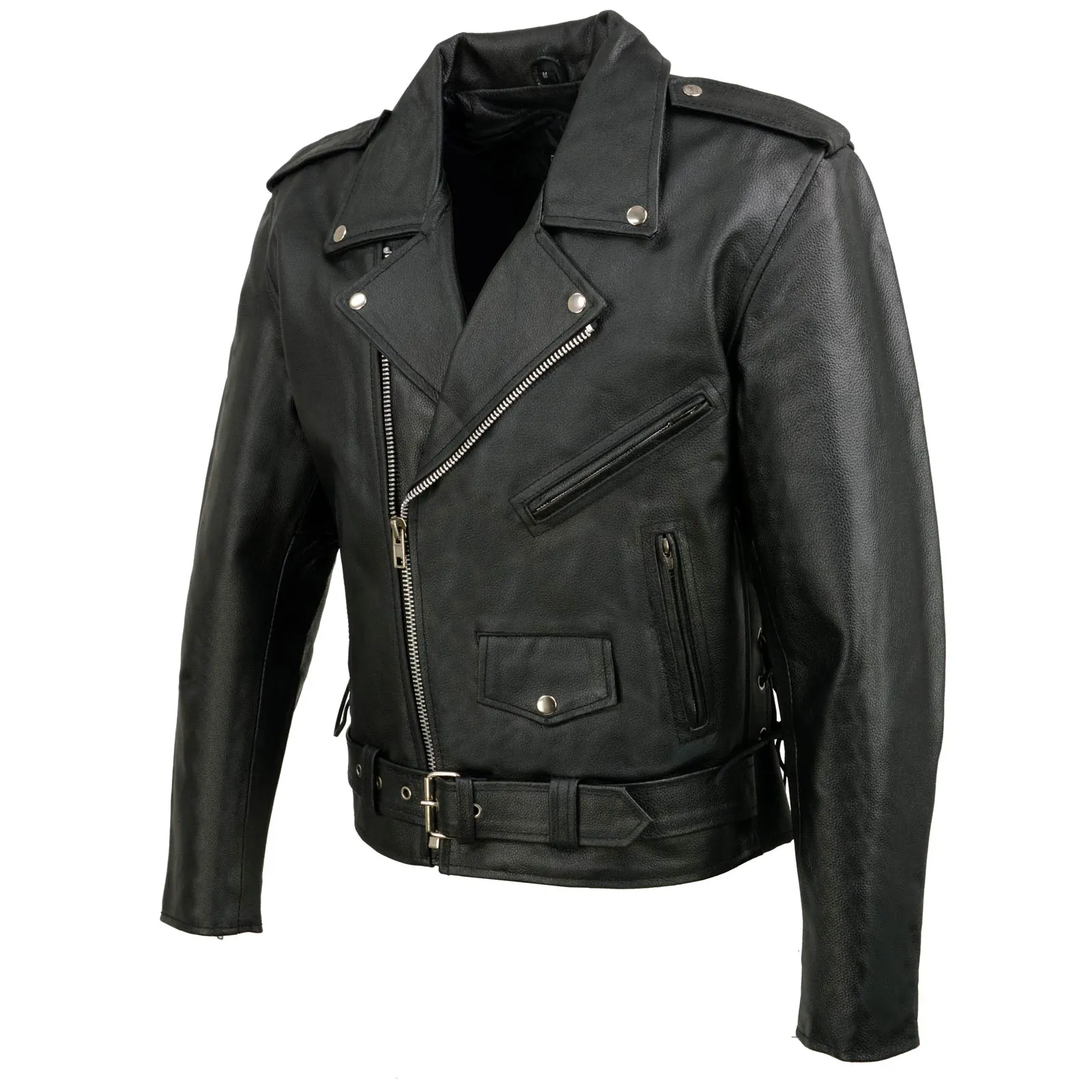 Event Leather EL5411 Men's Black Classic Side Lace Motorcycle Leather Jacket – Motorcycle Riding Jackets