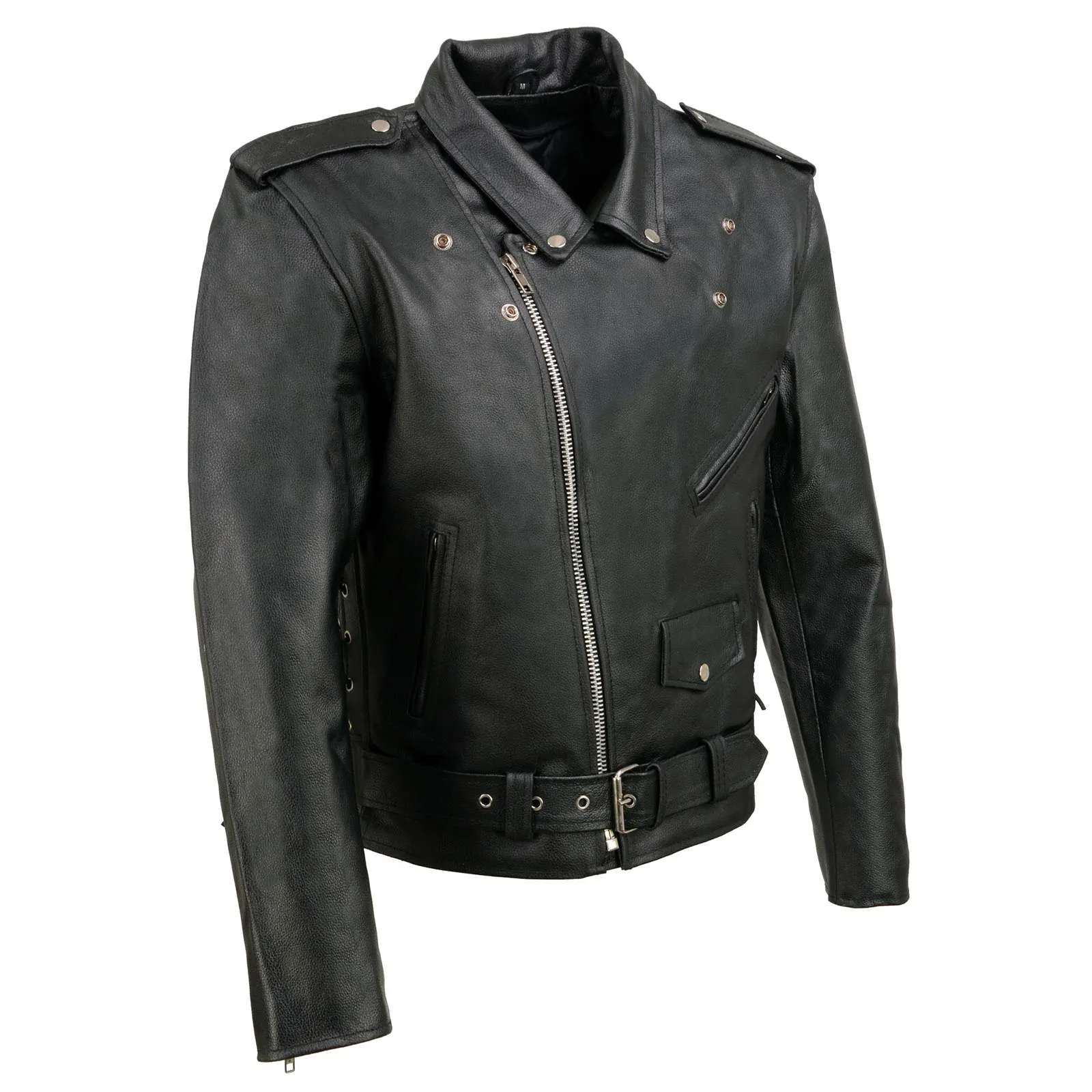 Event Leather EL5411 Men's Black Classic Side Lace Motorcycle Leather Jacket – Motorcycle Riding Jackets