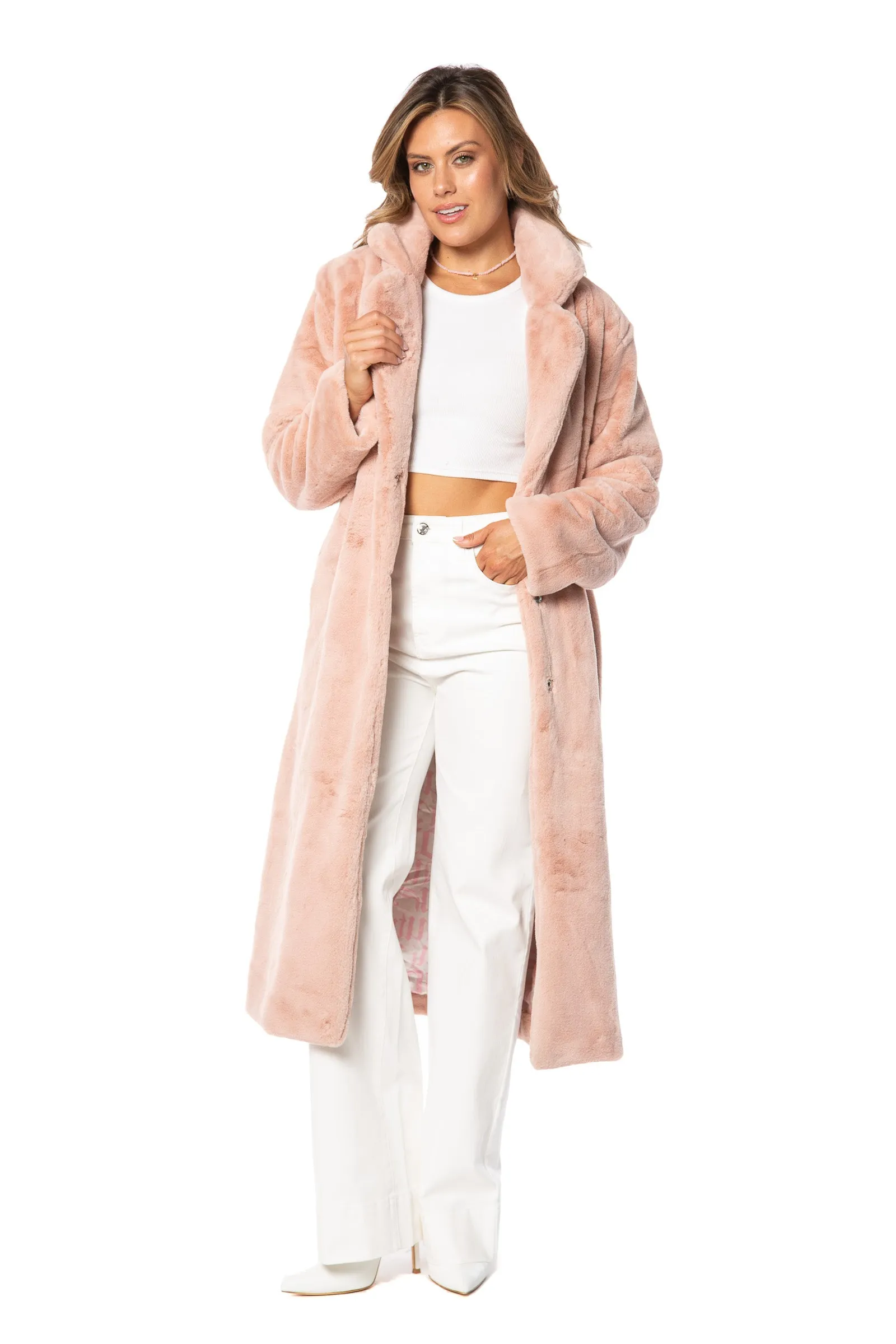 Faux Fur Teddy Trench Coat