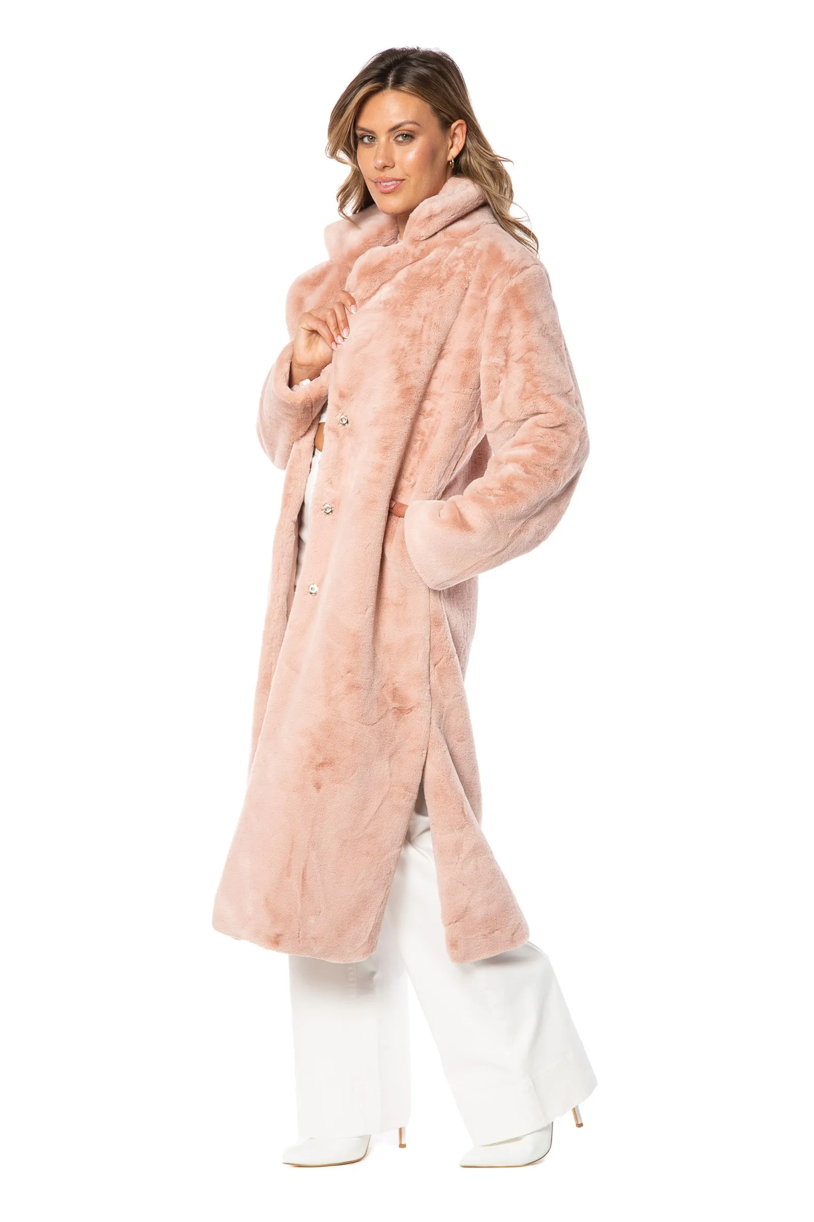 Faux Fur Teddy Trench Coat