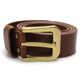 Full Grain Genuine Leather Belt - Milano PAM (Brass Buckle) - Brown