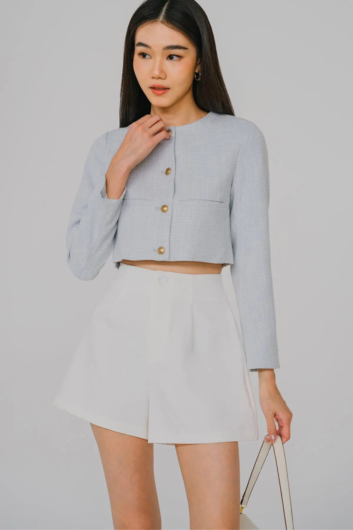 Grace and Poise Tweed Jacket (Light Blue)