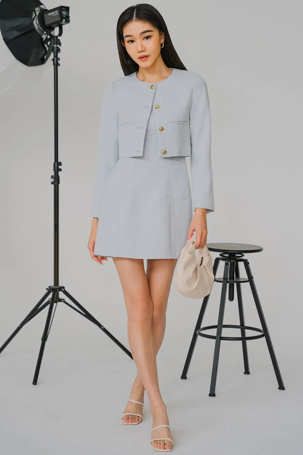 Grace and Poise Tweed Jacket (Light Blue)