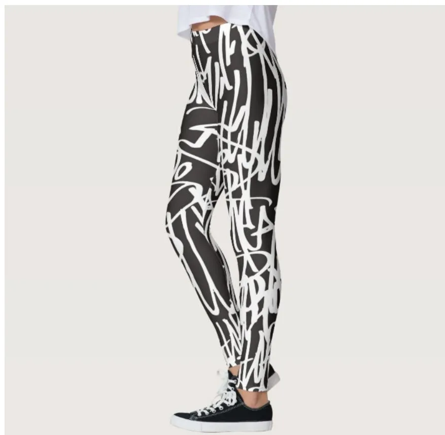 Graffiti Alley Black/White Leggings