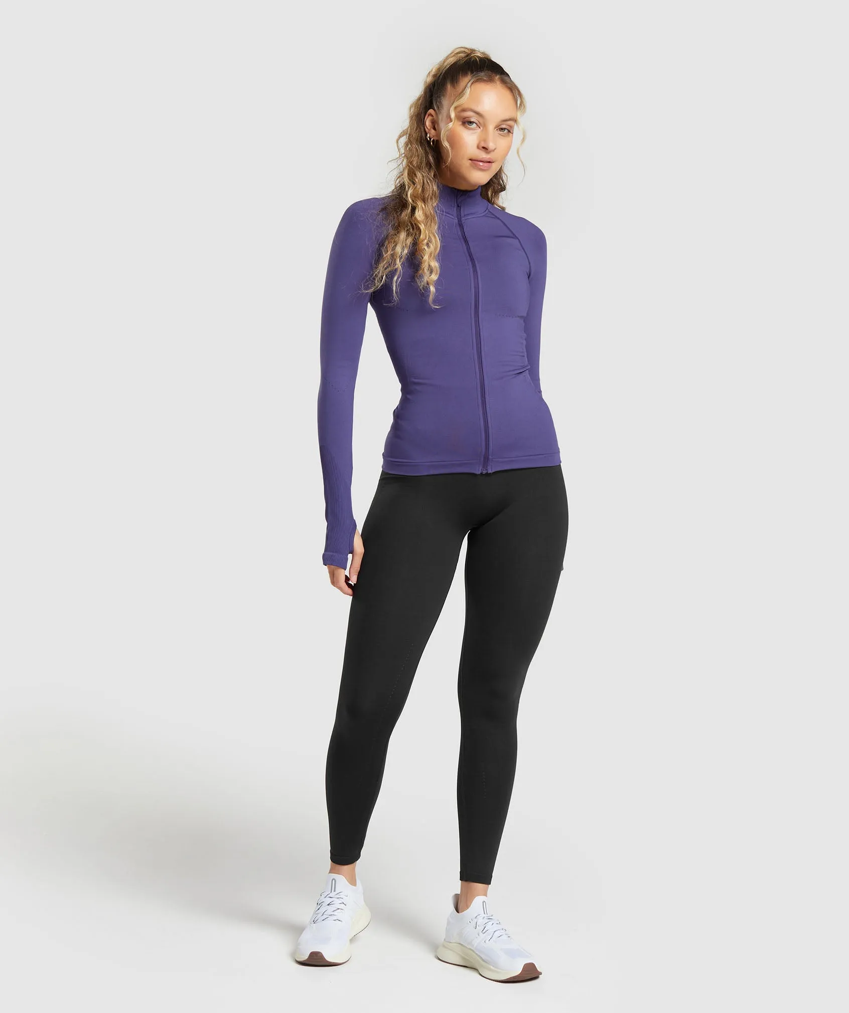 Gymshark Sweat Seamless Zip Up Jacket - Galaxy Purple