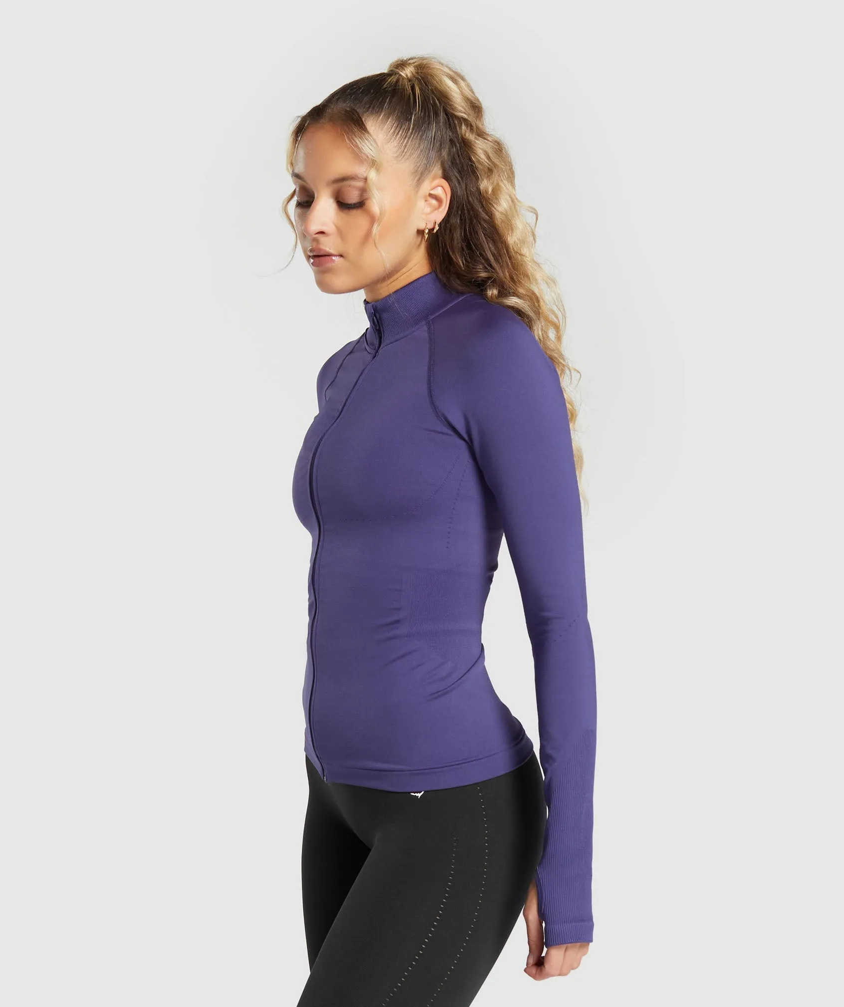 Gymshark Sweat Seamless Zip Up Jacket - Galaxy Purple