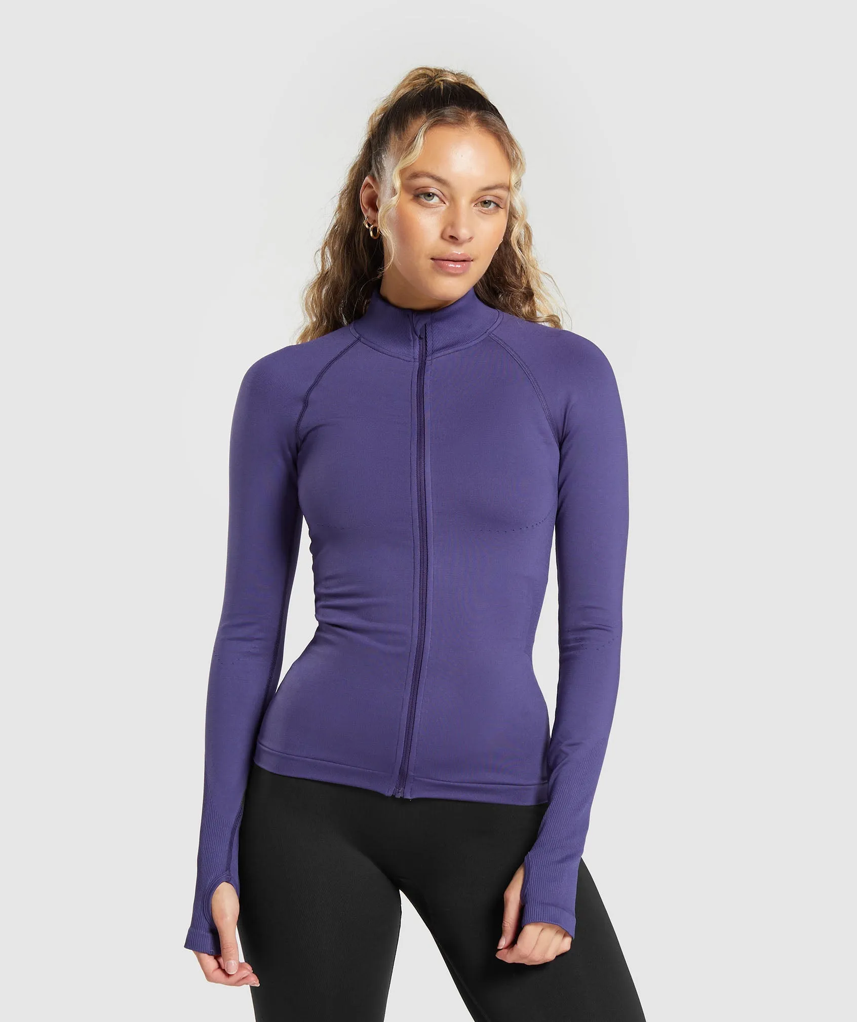 Gymshark Sweat Seamless Zip Up Jacket - Galaxy Purple