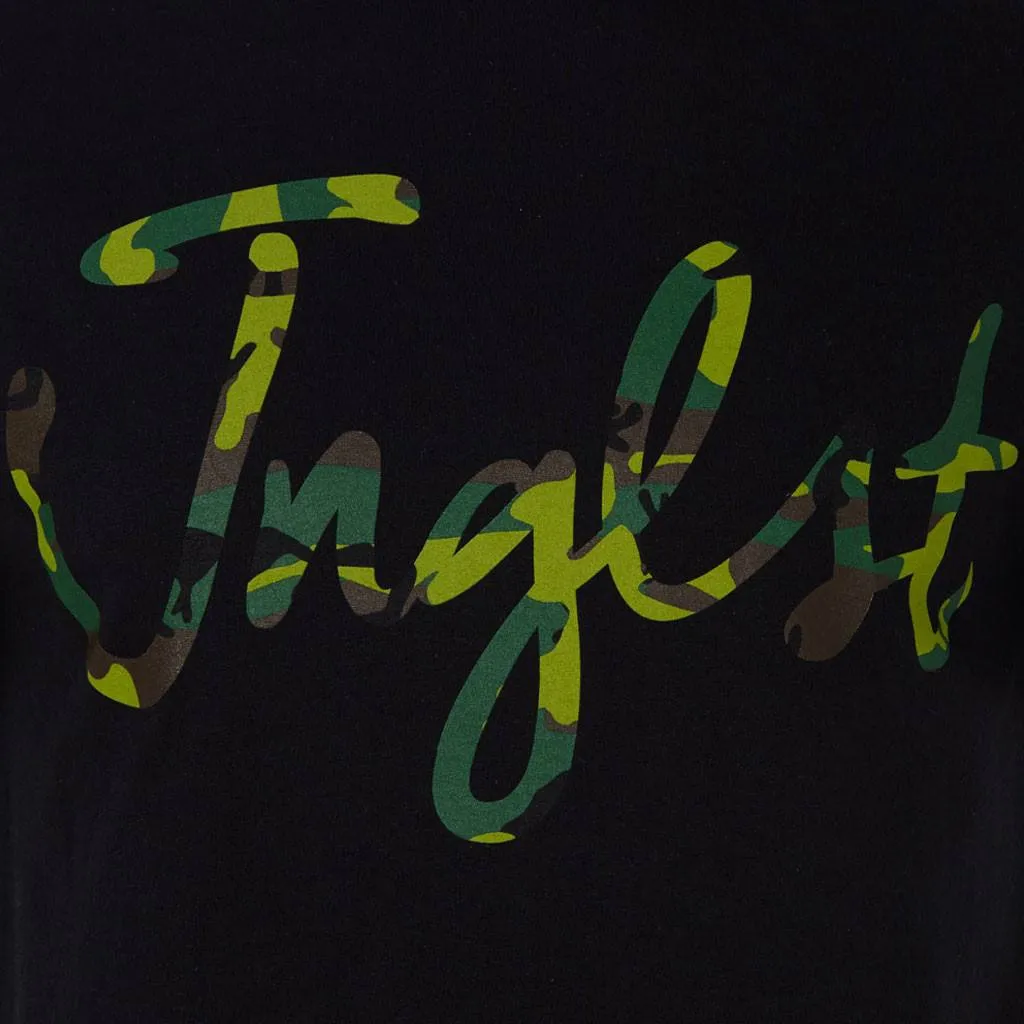 Jnglst Camo Script Black T-Shirt