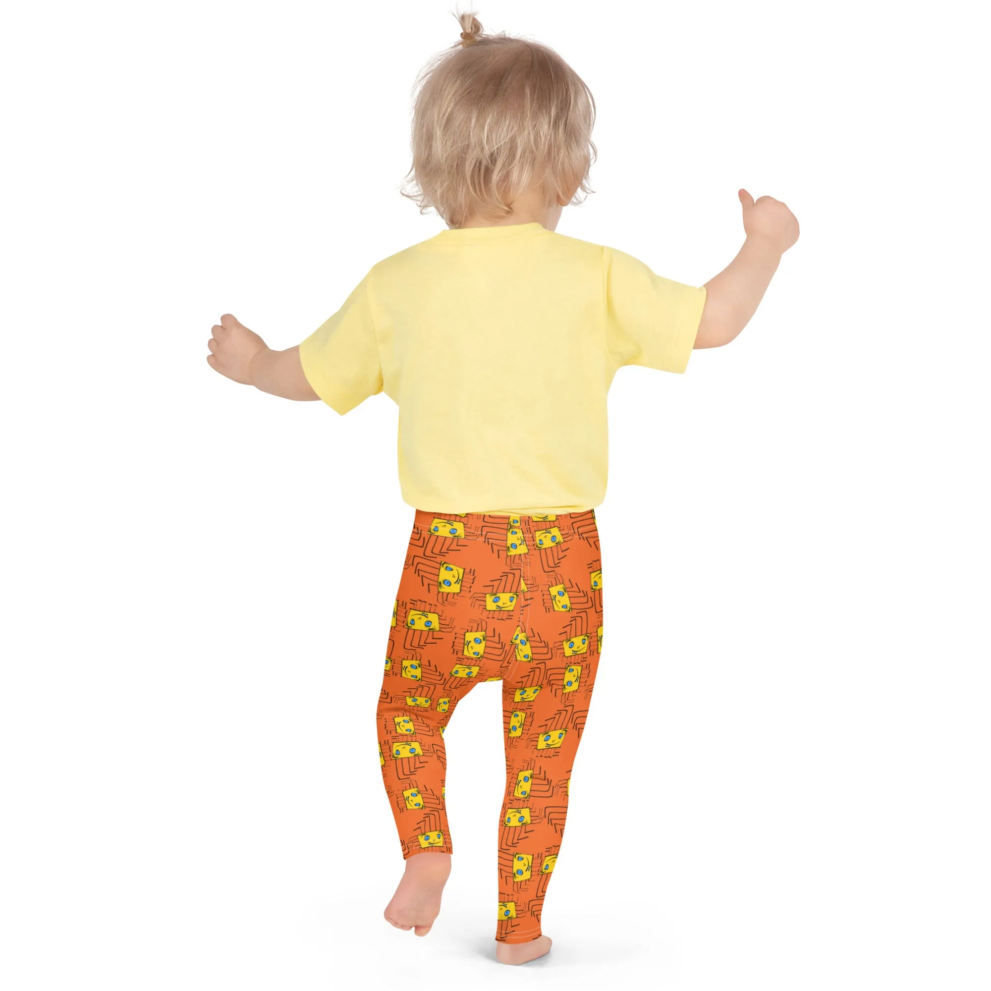 Kid's Leggings - Piki on Orange