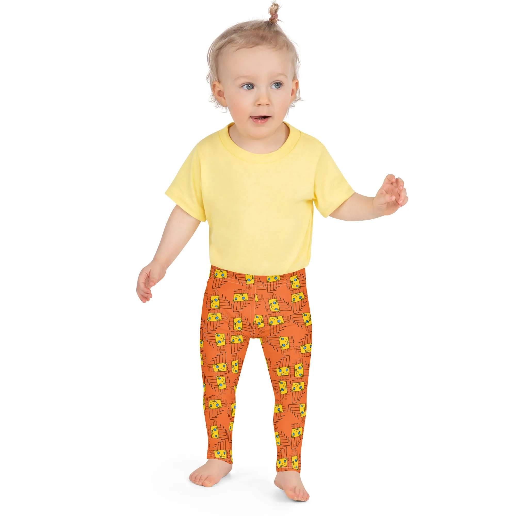 Kid's Leggings - Piki on Orange