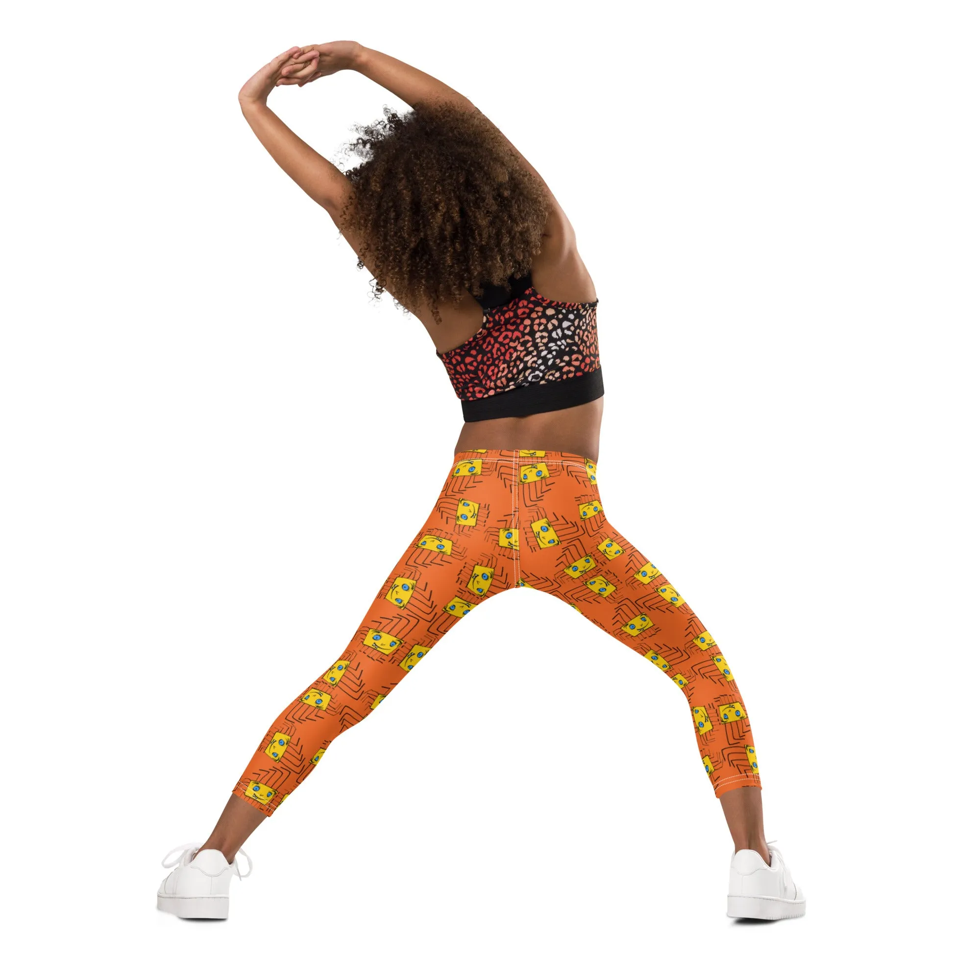 Kid's Leggings - Piki on Orange