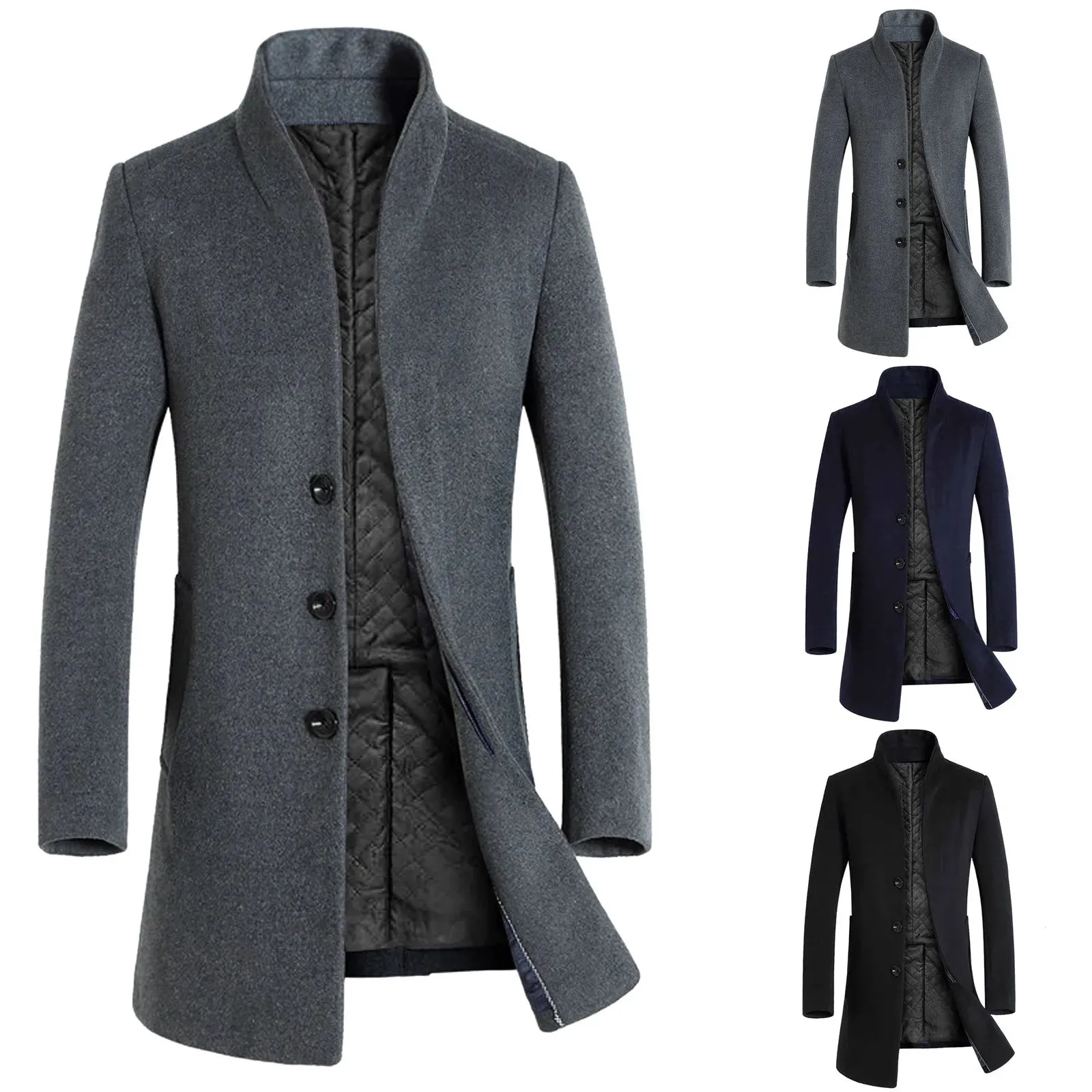 Men's Mid-Length Trench Coat 2021: Casual Solid Single Breasted Overcoat