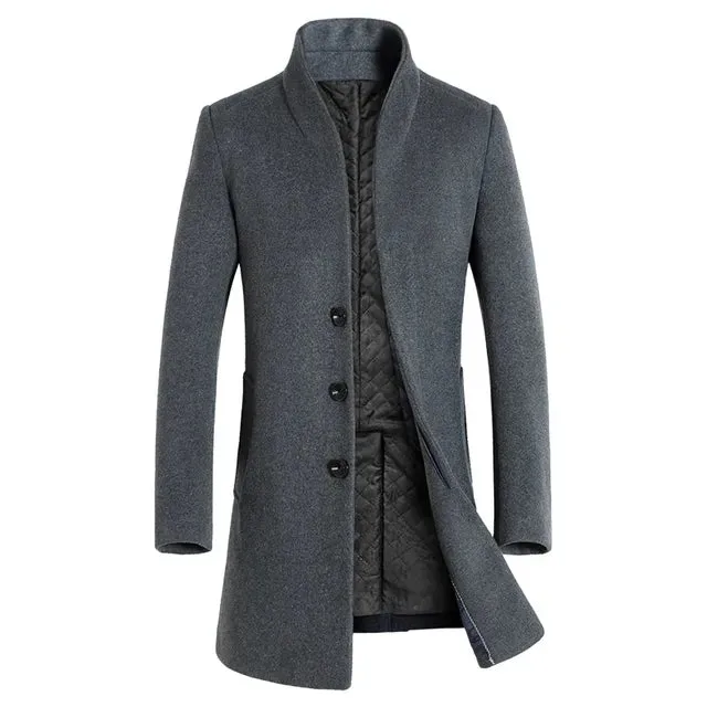 Men's Mid-Length Trench Coat 2021: Casual Solid Single Breasted Overcoat