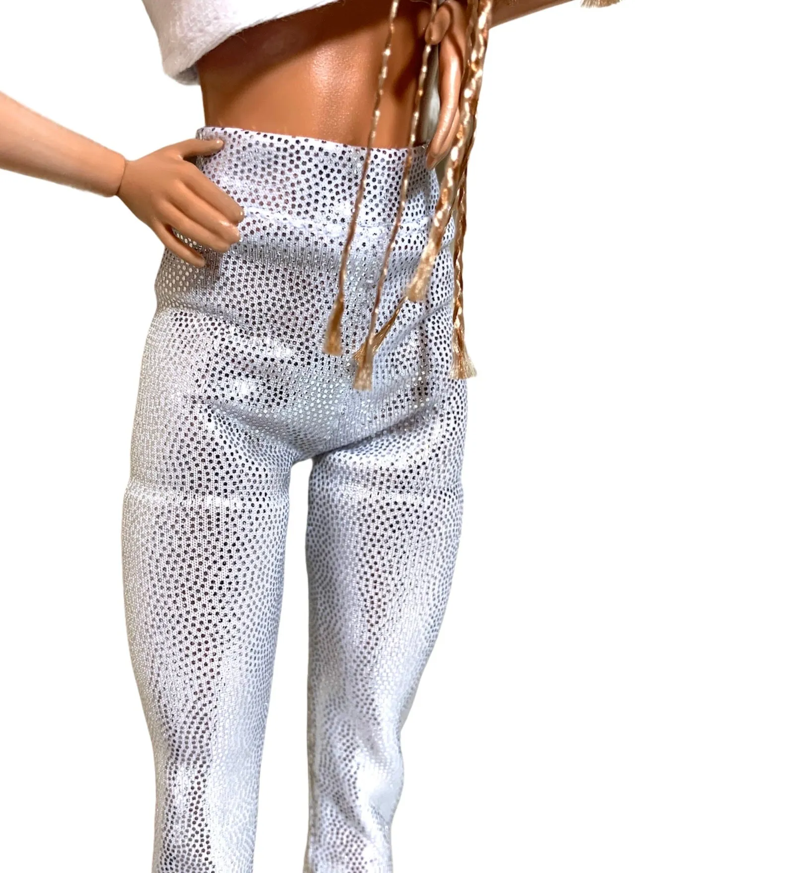 Metallic silver leggings for Barbie doll