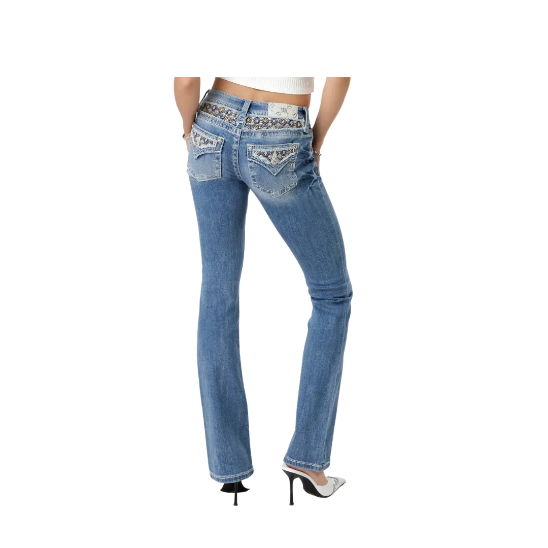 Miss Me Women's Stitched to Topaz Bootcut Medium Wash Jeans