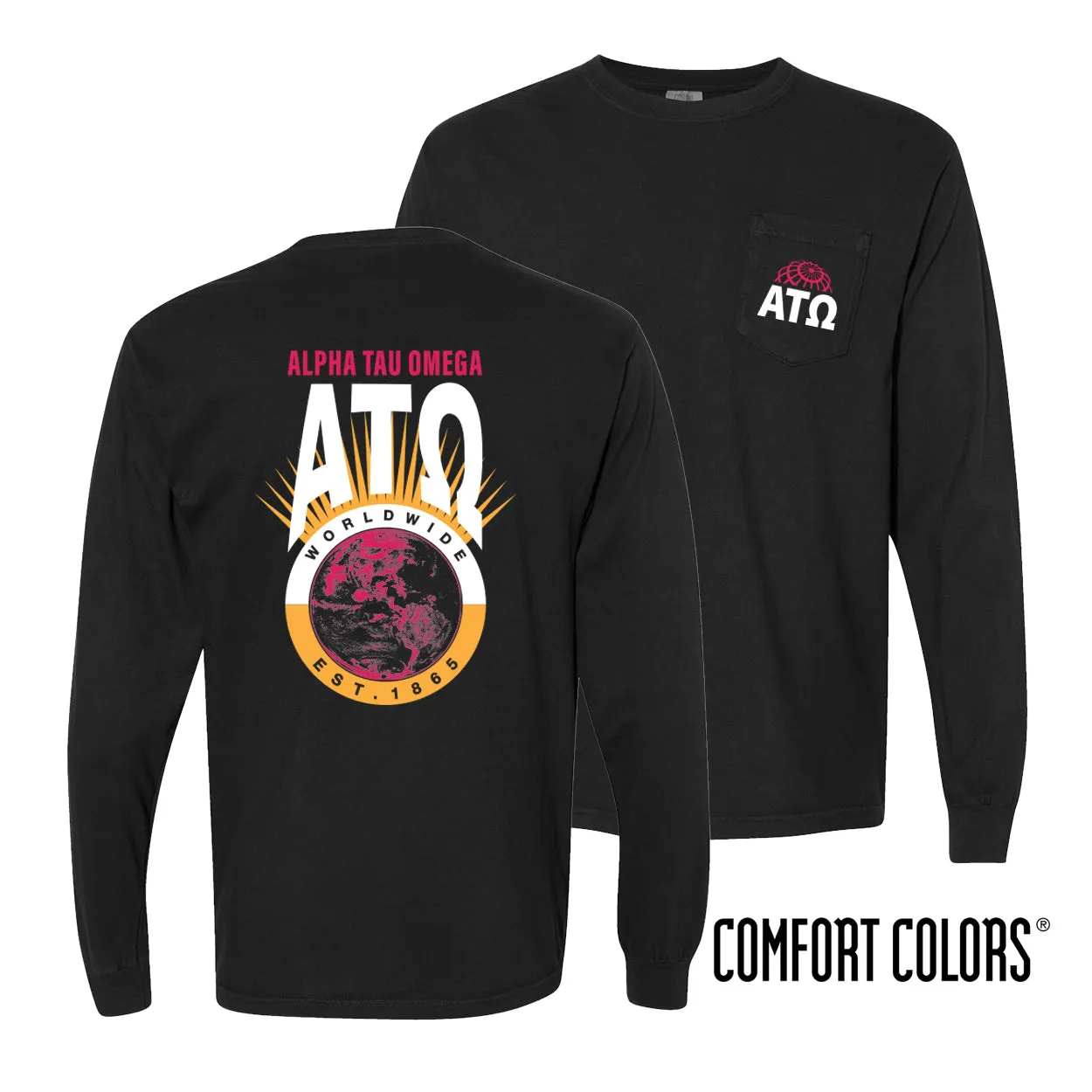 New! ATO Comfort Colors Retro Worldwide Long Sleeve Tee