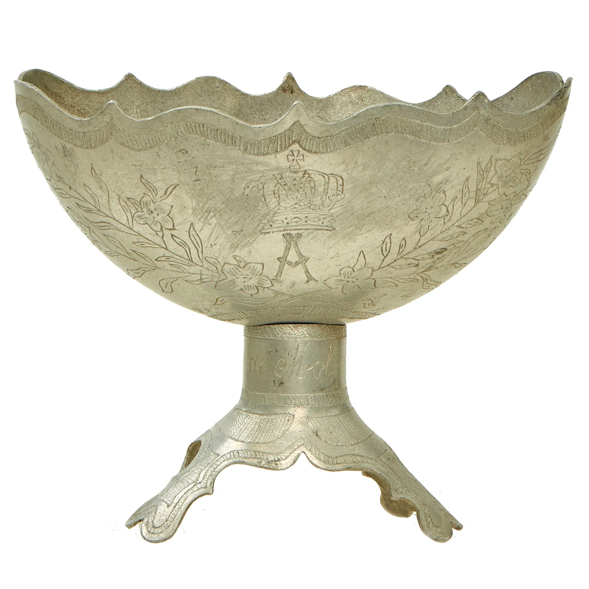 Original Belgian WWI Trench Art Belgian Canteen “Candy Dish” As Featured In The Book “Trench Art, An Illustrated History” by Jane Kimball on Page 194