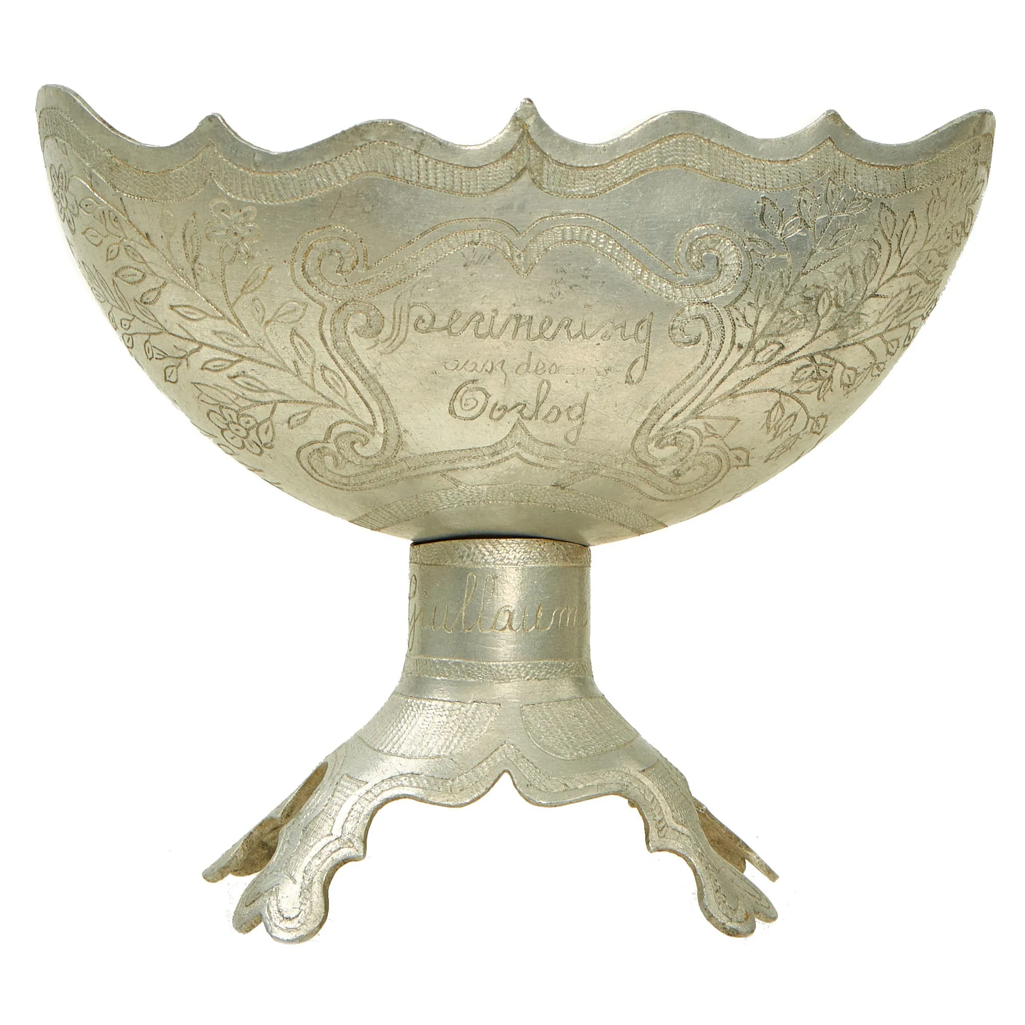 Original Belgian WWI Trench Art Belgian Canteen “Candy Dish” As Featured In The Book “Trench Art, An Illustrated History” by Jane Kimball on Page 194