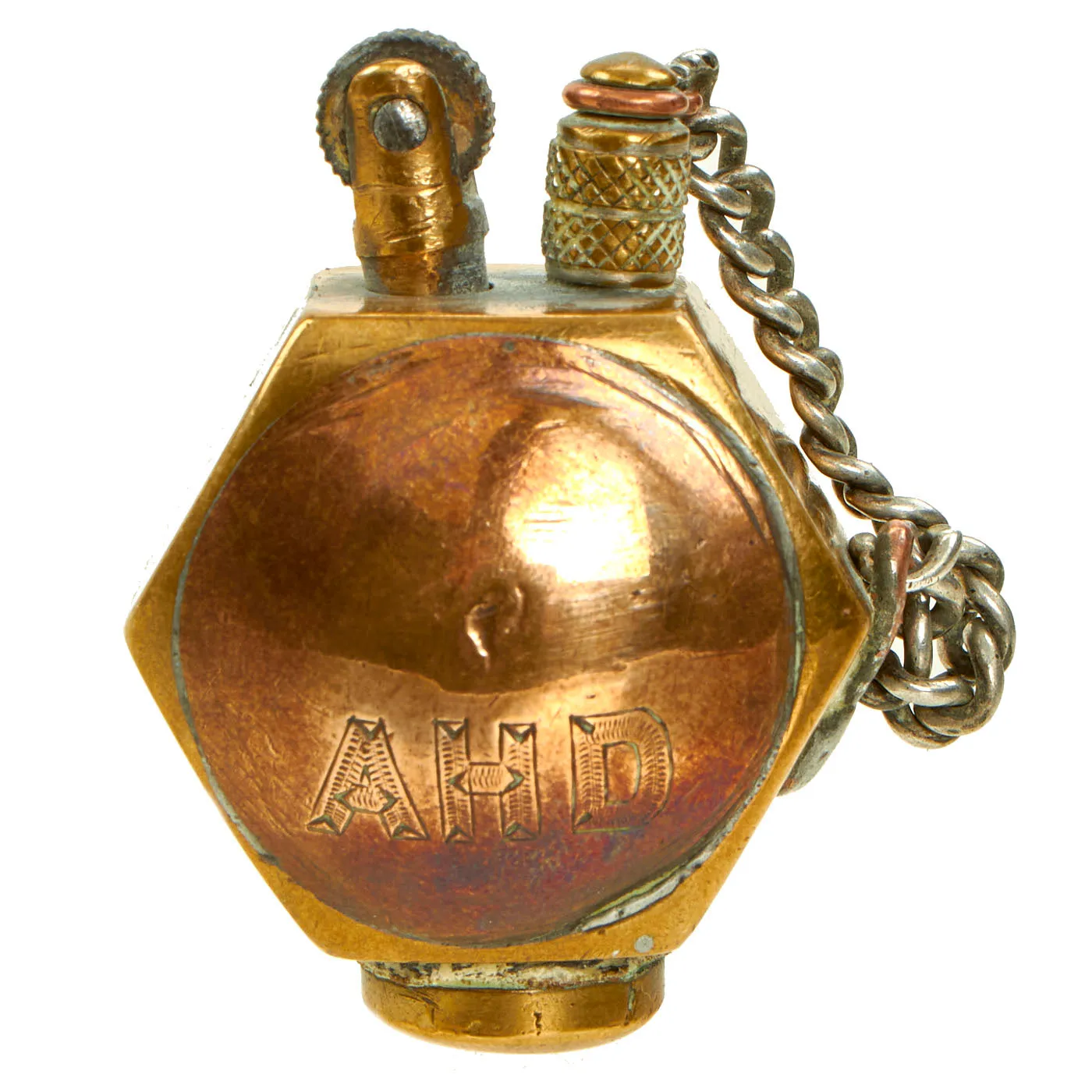 Original British WWI Hexagonal Trench Art Lighter made from Edward VII and George V Pennies