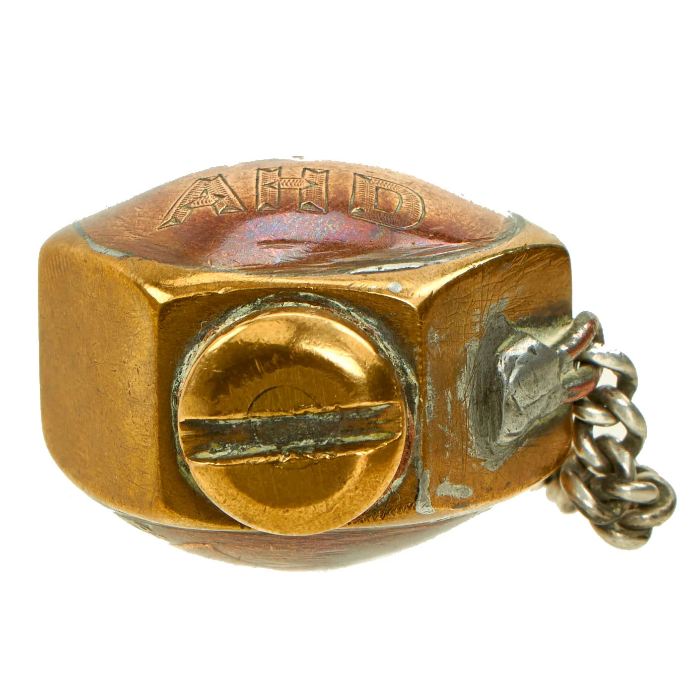 Original British WWI Hexagonal Trench Art Lighter made from Edward VII and George V Pennies