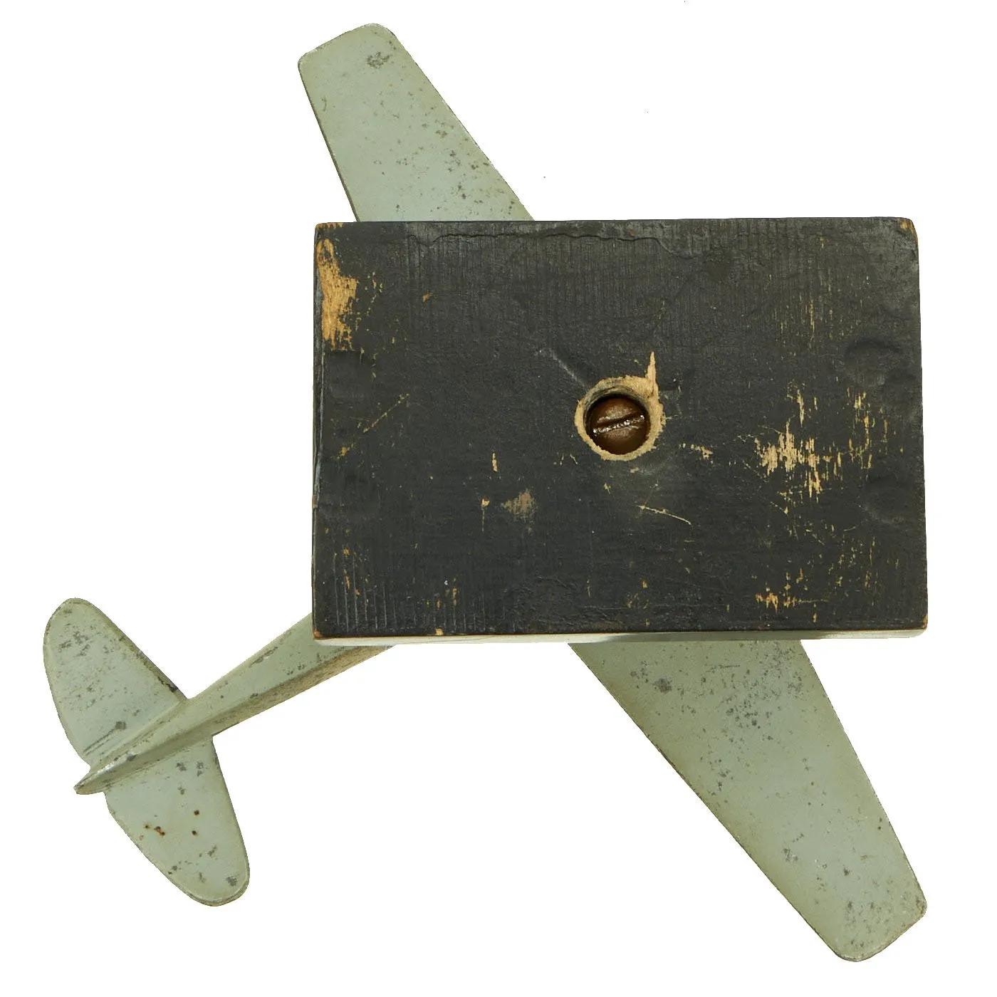 Original German WWII Trench Art Model Luftwaffe Messerschmitt Bf 109 with Shrapnel Fragment - ME-109