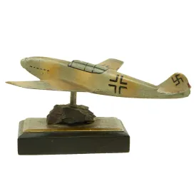 Original German WWII Trench Art Model Luftwaffe Messerschmitt Bf 109 with Shrapnel Fragment - ME-109