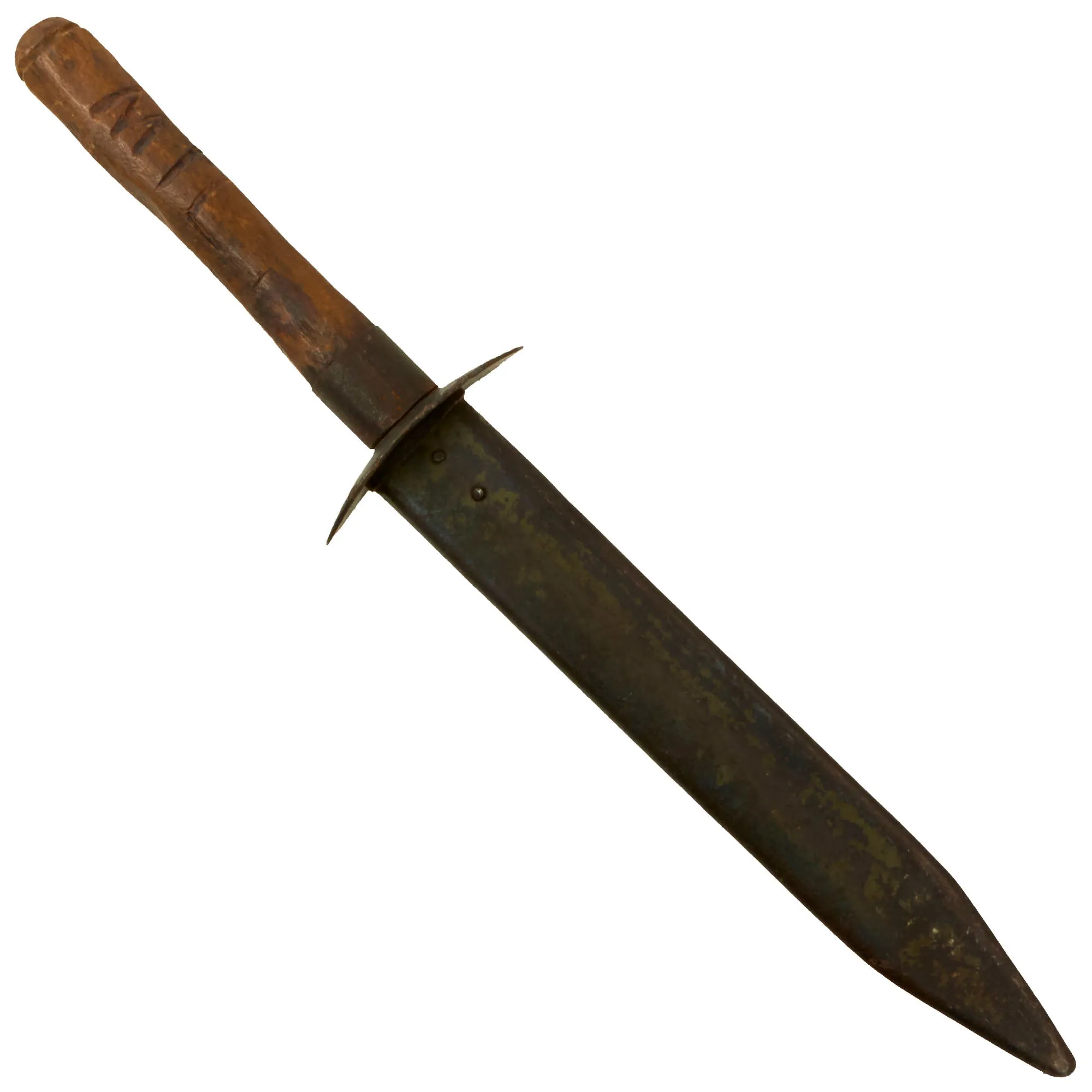 Original Italian WWI Trench Knife Made from Recycled Vetterli Bayonet with Captured Austro-Hungarian Scabbard