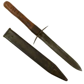 Original Italian WWI Trench Knife Made from Recycled Vetterli Bayonet with Captured Austro-Hungarian Scabbard