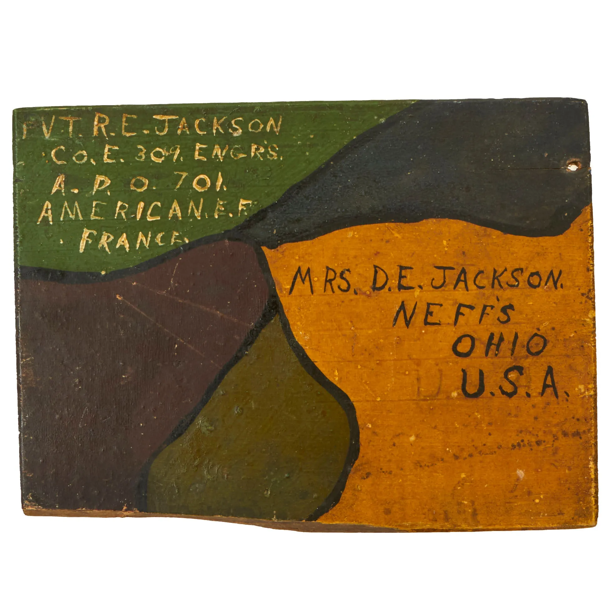 Original U.S. WWI Camouflage Box Top Sent Home by Soldier and Featured in Trench Art: An Illustrated History by Jane A. Kimball