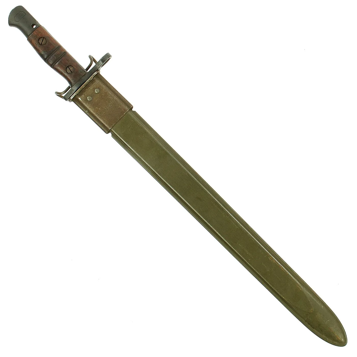 Original U.S. WWI M1917 Enfield Rifle Bayonet with WWII Fiberglass Scabbard for Trench Shotgun