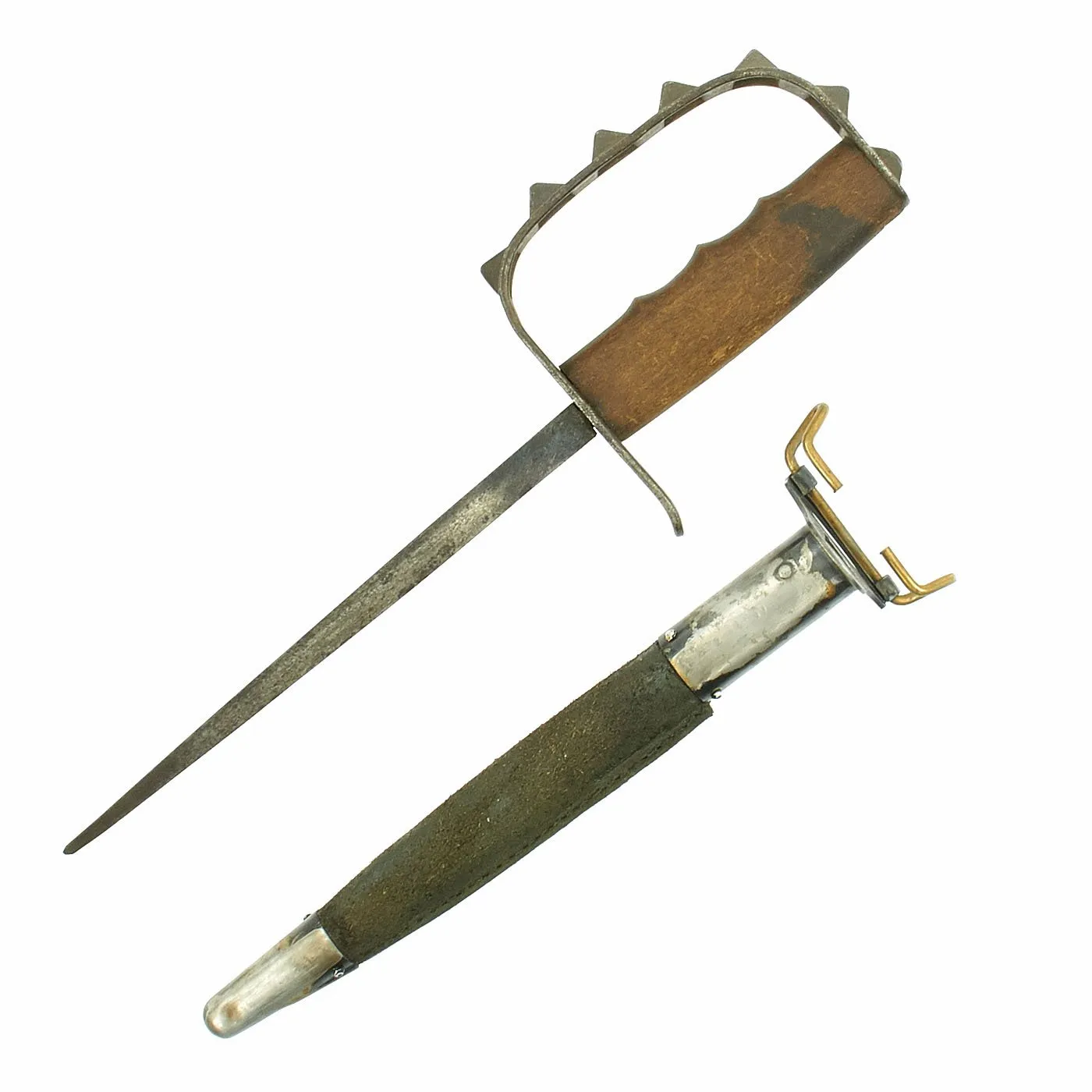 Original U.S. WWI M1917 Trench Knife by L.F. & C. dated 1917 with Jewell 1918 marked Scabbard