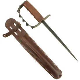 Original U.S. WWI M1917 Trench Knife by L.F. & C. dated 1917 with Replica WWII Leather Scabbard